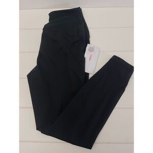 New NUX Thrive Texture Leggings P4772 Size Small Black High Waist 24 inch Inseam